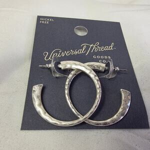 Silver Tone Hoop Earrings Pierced Nickel Free Universal Threads